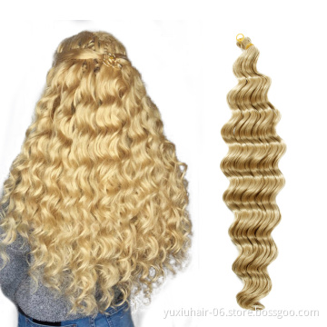 Synthetic Bulk Hair Crochet Hair Braids Box Braid 22 Inch Curly Extension Deep Wave Crochet Hair For Black Women